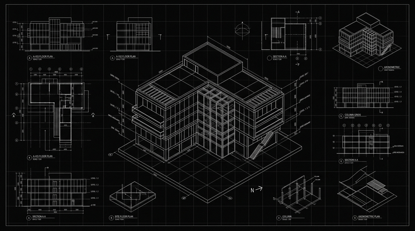 Architectural Blueprint Wireframe